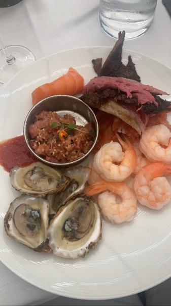 Jaya at the Setai Sunday brunch $95 2022 oysters, shrimp, tuna, lamb #food