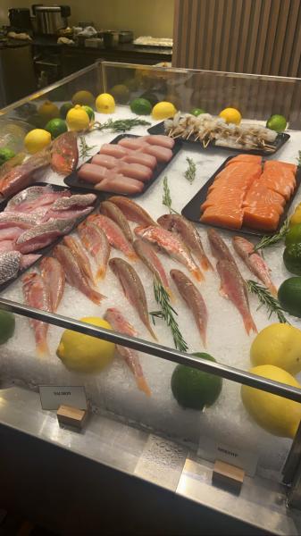 Jaya at the Setai Sunday brunch $95 2022 made to order seafood salmon snapper shrimp #food