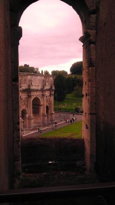A view of the arch of constantine from the colosseum