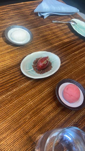 Hutong sorbet desserts lychee, strawberry cake, and strawberry #food 2022