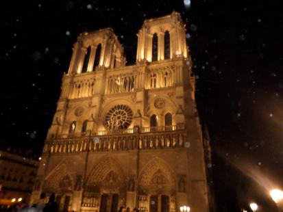 Notre Dame at night in Paris