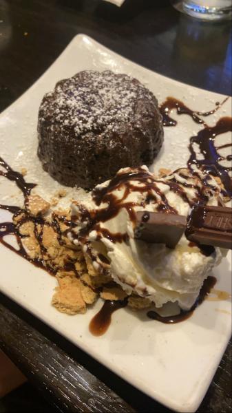 Chocolate lava cake with ice cream at Gyu-Kaku #food 2021