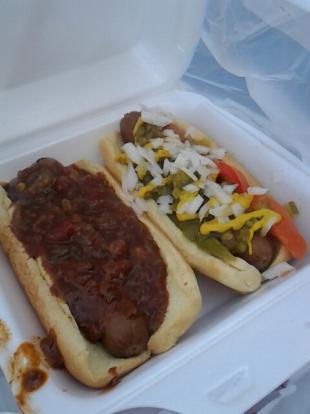  super  dog  and windy city hot  dog  at Caliches #food