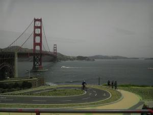 Golden Gate Bridge in San Francisco. Possible to get there with public transportation. Bus