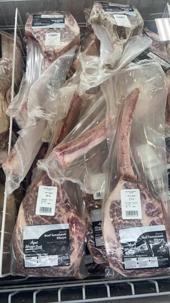 Wild Fork tomahawk steaks from 10.98 to $54.98 per pound for wagyu. #food all frozen 2022